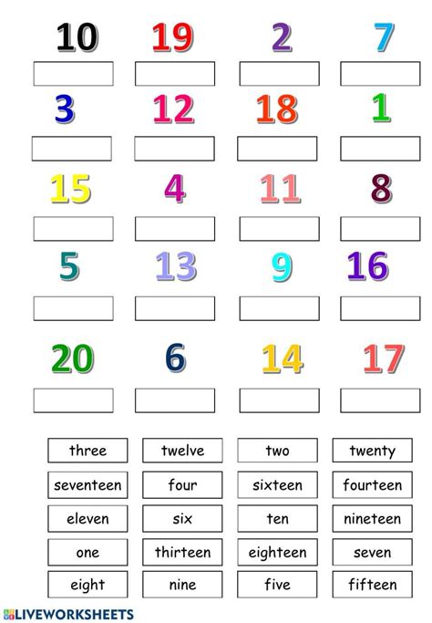 liveworksheets numbers|Numbers 1 to 20 .